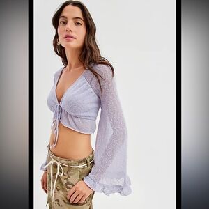UO Urban Outfitters Women’s XS Purple Celeste Textured Long Sleeve Crop Top NEW